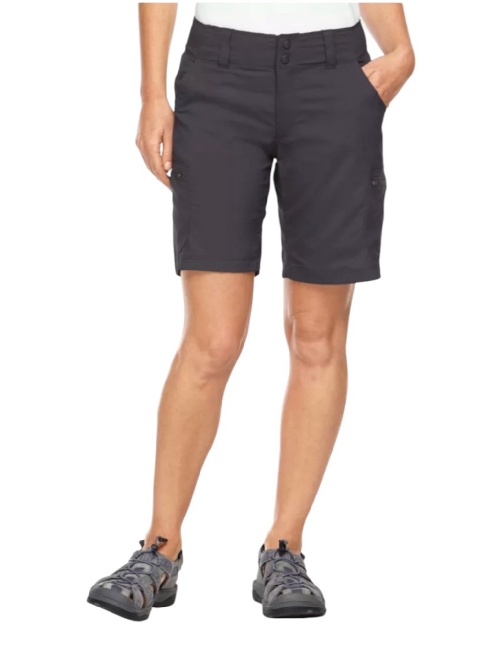 L.L.Bean Vista Mid-Rise Trekking Hiking Shorts Women's 16 Dark Gray Stretch EUC
